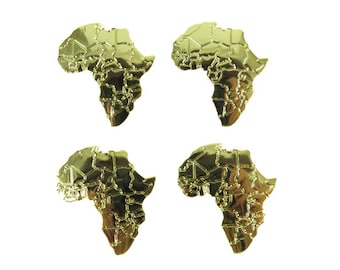 Gold Plated Africa Pendants ~ No Hole  (4x) (M503-C)