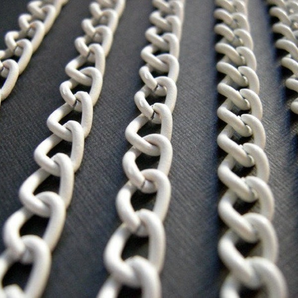 LOW Stock - 3 left- Vintage White Enamel Curb Chain LARGER Size (23 inches) (C508)