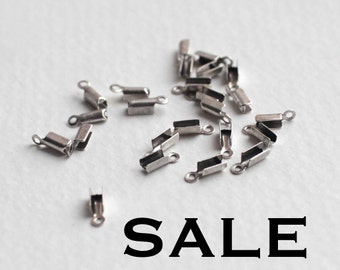 Silver Plated Fold Over Crimps (48X) (F547) SALE - 50% off