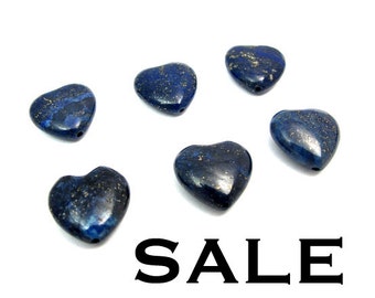 Lapis / Pyrite Heart Beads (6X) (NS587) SALE - 50% off