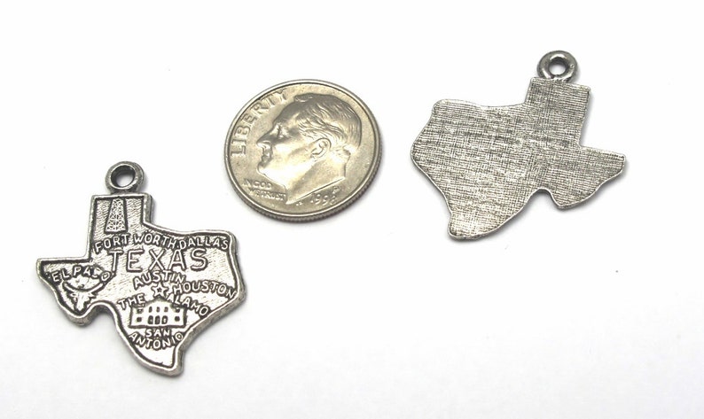 Vintage Antique Silver Plated Texas State Charms V308 4X 25/% off SALE