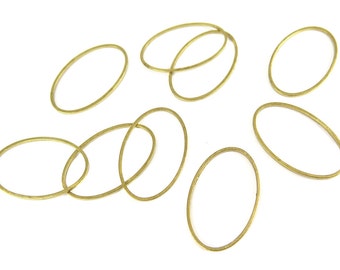 Raw Brass Oval Shape Wire Charms (24x) (K220-A)