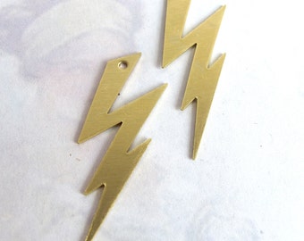 Brass Lightning Bolt Engraving Pendants (4X) (M785-A)