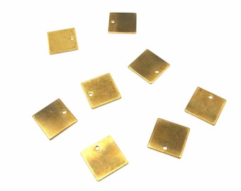 Small Brass Square Engraving Charms (8X) (M689)