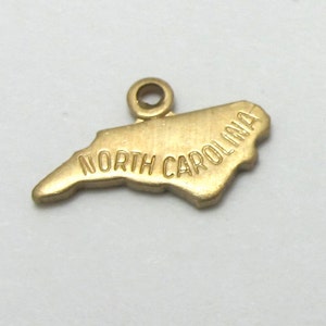 Engraved Tiny Raw Brass North Carolina State Charms 6X A432-A image 1