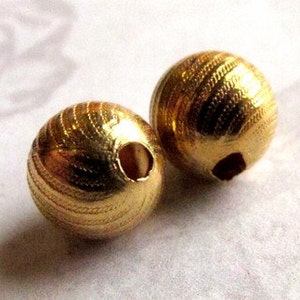 Vintage Gold Plated Textured Beads 10X B502 image 2