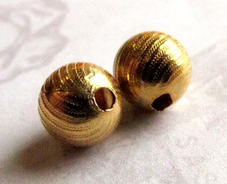 Vintage Gold Plated Textured Beads 10X B502 image 2