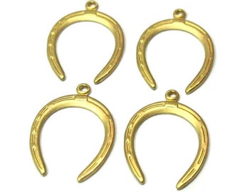 Brass Horseshoe Charms (4X) (M526)