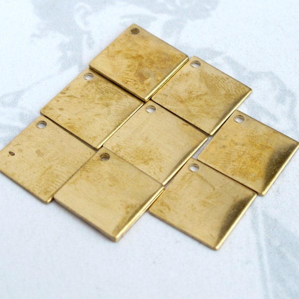 Brass Square Diamond Engraving Charms (8X) (M721)