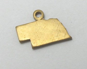 Blank - Tiny Raw Brass Nebraska State Charms (6X) (A426-1)