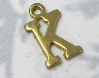 Raw Brass Letter K Charms (10X) (A510)