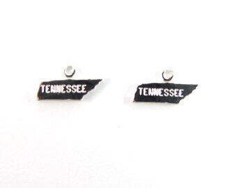 Engraved Tiny SILVER Plated on Raw Brass Tennessee State Charms (2X) (A441-B)