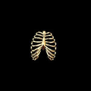 3D Skeletal Rib Cage Pendant - 18K Gold Plated (1x) (K625-C)