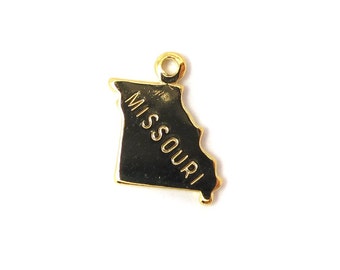 Engraved Tiny GOLD Plated on Raw Brass Missouri State Charms (2X) (A424-C)