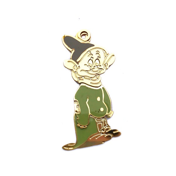 Snow White and the Seven Dwarfs Gold Plated Disney Character Moveable Pendant - DOPEY (6 sets) (E555)