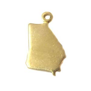 Blank Tiny Raw Brass Georgia State Charms 6X A409-1 image 1