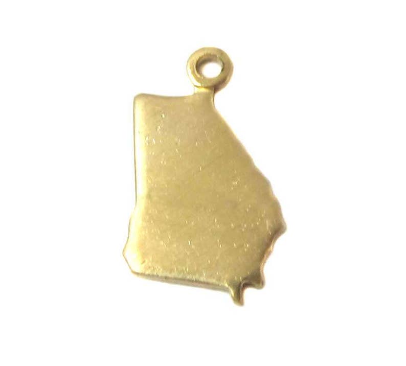 Blank Tiny Raw Brass Georgia State Charms 6X A409-1 image 1