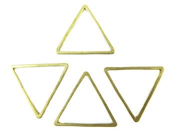 Small Raw Brass Triangle Shape Wire Charms (24x) (K207-A)