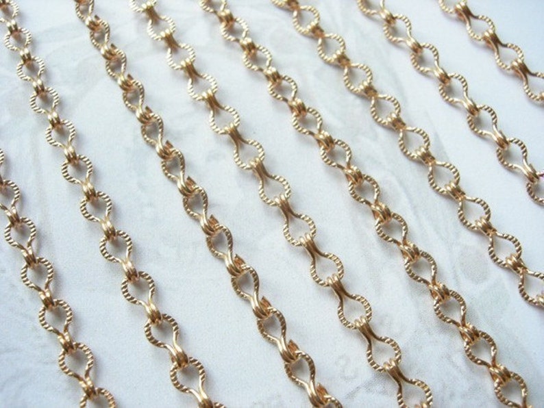 Unique Vintage Raw Brass Textured Ladder Chain 6 feet C506 image 2