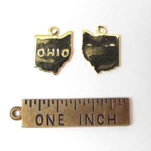 Engraved Tiny Gold Plated on Raw Brass Ohio State Charms 2X A434-C image 4