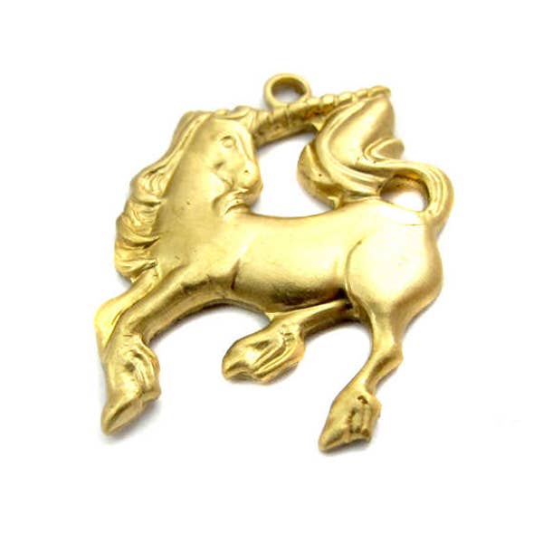 Brass Unicorn Charms (4X) (M532-A)