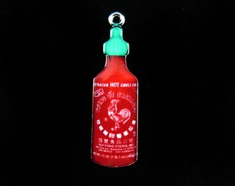 Rhodinierte Sriracha Flaschen Charms (2x) (K312-B)