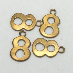 Raw Brass Number 8 Charms 10X A535 image 2