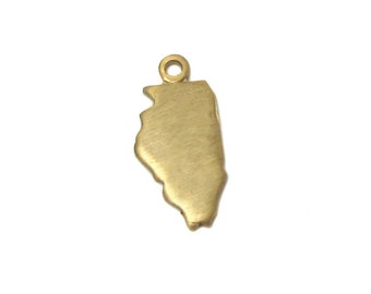 Blank - Tiny Raw Brass Illinois State Charms (6X) (A412-1)