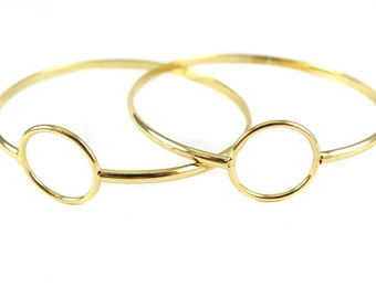 Gold Plated Circle Wire Bangle Bracelet (1x) (K419-C)