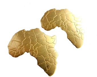 Brass Africa Pendants - no hole (4x) (M503-A)