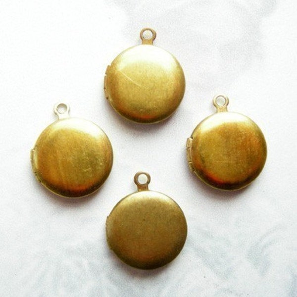 LAST Set- Tiny Vintage Raw Brass Lockets (10mm) (6X) (L502)