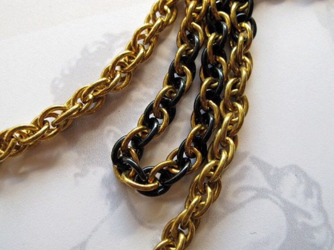 Vintage Gold Plated Black Lacquered Rope Chain (26 Inches) (C624) - Etsy