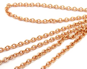 Cadena de cable de latón bañada en oro rosa (90 cm) (C918-D)
