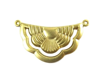 Brass Decorative Art Deco Pendant - Double Bail (6X) (M519-A)