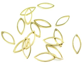Gold Plated Pointed Oval Shape Wire Charms (12x) (K214-C)