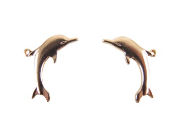 Rose Gold Plated Dolphin Charms - Left & Right Facing (2X) (M548-D)