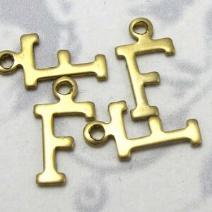 Raw Brass Letter F Charms 10X A505 image 2