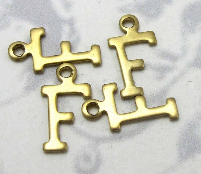 Raw Brass Letter F Charms 10X A505 image 2