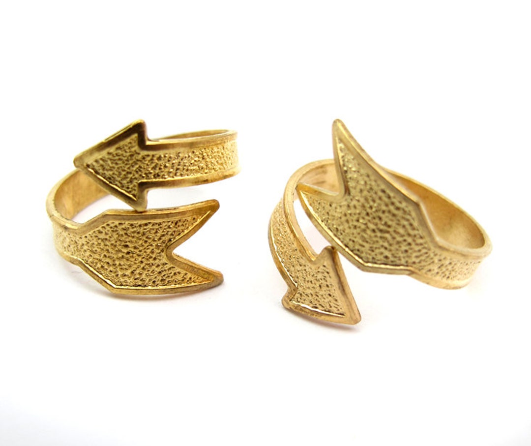 Raw Brass Arrow Adjustable Rings 2X J612 Etsy