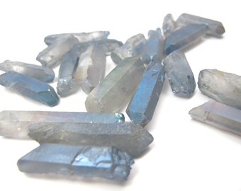 Electroplated Titanium Coated Rough Quartz Beads ~ Iridescent DARK Gray / Blue ~ Large  (6x) (NS817)