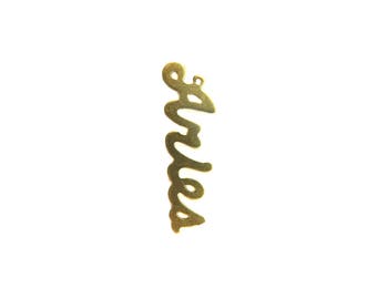 Brass Astrological Name Plate Pendants - single bail - Aries (2X) (A607-E)