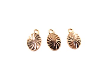 Tiny Rose Gold Plated Vintage Diamond Cut Oval Charms (16X) (V358-D)