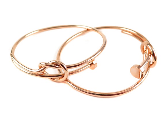 Rose Gold Plated Knot Nail Head Bangle Bracelet 1x K409 D Etsy