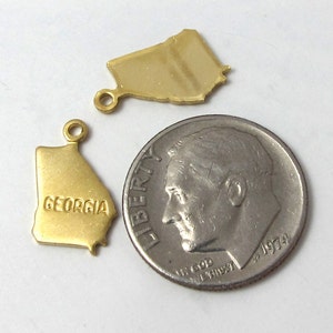 Blank Tiny Raw Brass Georgia State Charms 6X A409-1 image 4