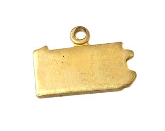 Blank - Tiny Raw Brass Pennsylvania State Charms (6X) (A437-1)