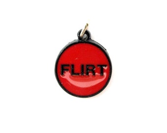 Red and Black "Flirt" Enamel Charms (4X) (E590)