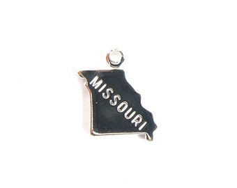 Engraved Tiny SILVER Plated on Raw Brass Missouri State Charms (2X) (A424-B)