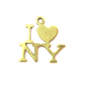 Kleine Messing I Herz New York Charms (6X) (M613)