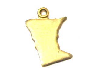 Blank - Tiny Raw Brass Minnesota State Charms (6X) (A422-1)