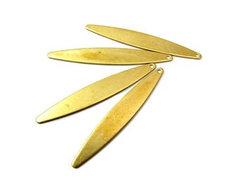 Brass Oval Engraving Stick Charms 50mm (6X) (M807)